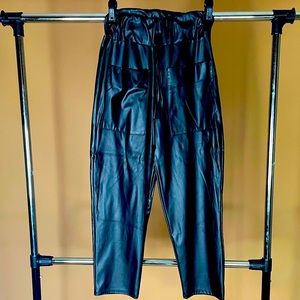 PLT FAUX LEATHER PANTS BLACK SIZE 4